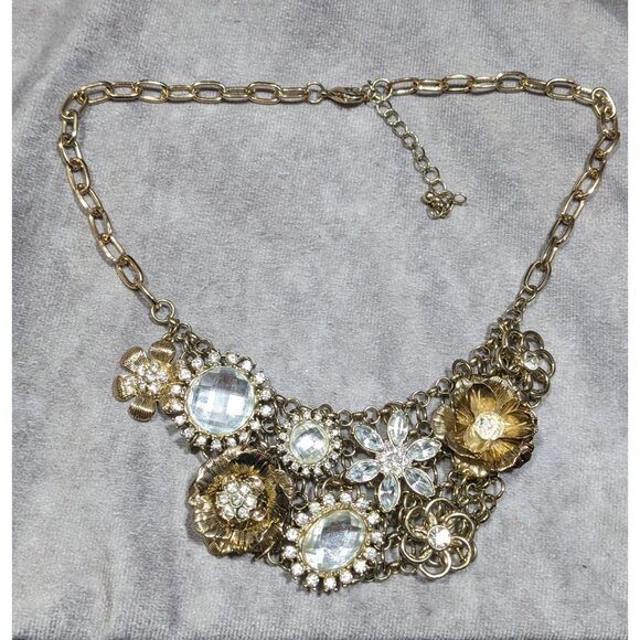 Vintage Fairycore Glam Gemmed Floral Statement Neckalce - Picture 5 of 5